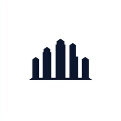 Simple silhouette of a city skyline with several skyscrapers.