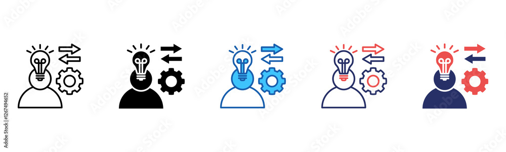 Poster initiative icon sheet multiple style collection