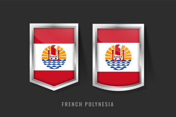 The flag of the French_Polynesia Country with a white cross on a red background and green triangles in the corners