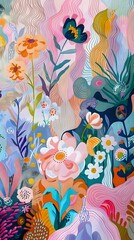 Abstract Floral Garden: Whimsical Bloom