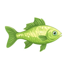 A cheerful green fish swimming happily underwater a vibrant aquatic scene
