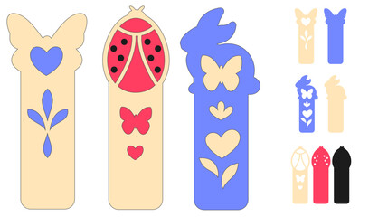 Layered Easter bookmark svg, Floral bunny and butterfly