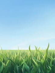 Fototapeta premium Macro corn field growing with clear sky in background agriculture