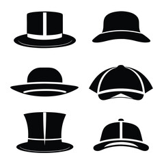 Various Hat Styles in Silhouette Form