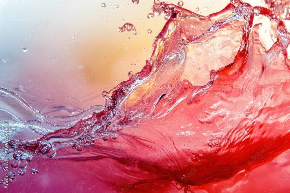 Poster vibrant splash of water creating beautiful waves with vivid color gradients in background