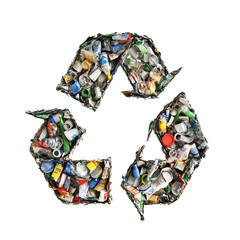 recycling symbol made of  can