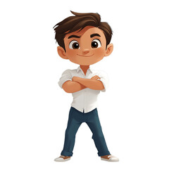 A boy Standing Cross your arms over your chest.