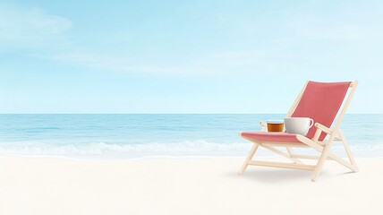 Relaxation Retreat Bliss in the morning featuring a cozy lounge chair, a cup of tea, and gentle waves lapping against a private beach