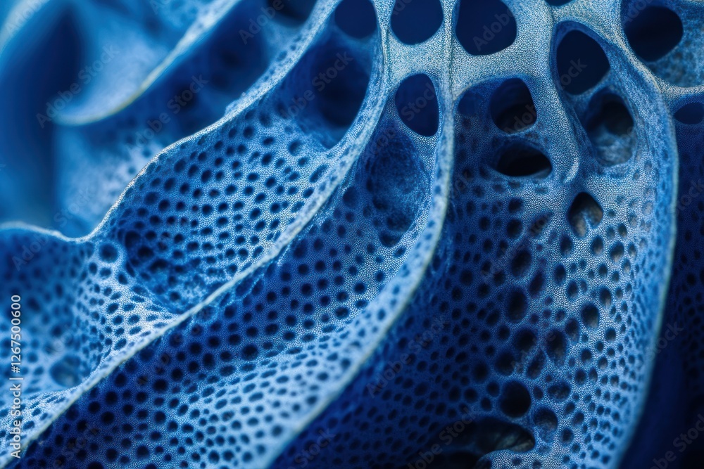 Poster abstract close-up of textured blue surface with intricate patterns and organic shapes