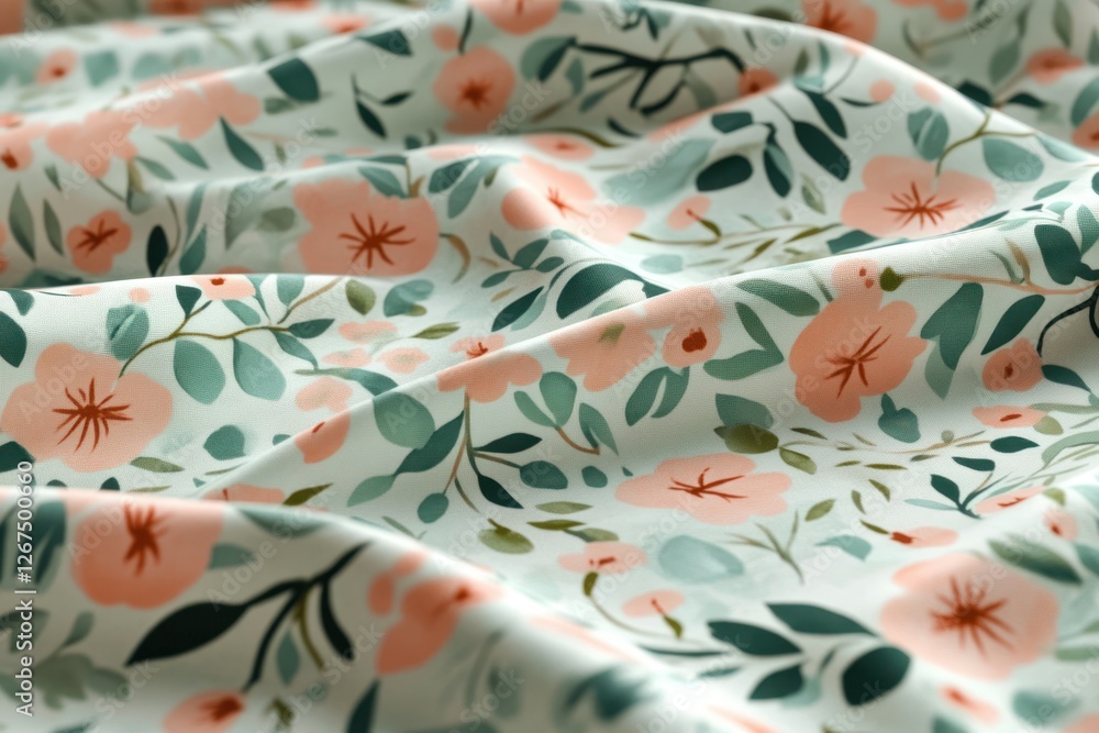 Poster floral pattern fabric with soft textures and pastel colors in close-up view for design projects