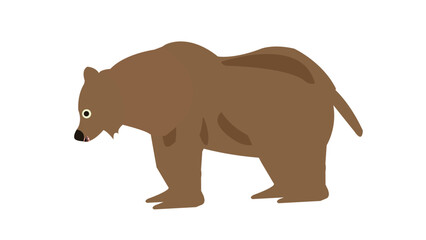 Wild brown bear cartoon character flat vector illustrations set. 