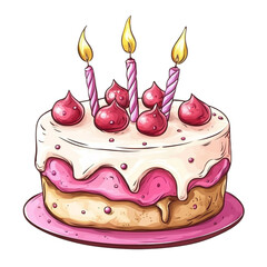 Delicious Birthday Cake with Lit Candles Sweet Celebration Delightful Treat