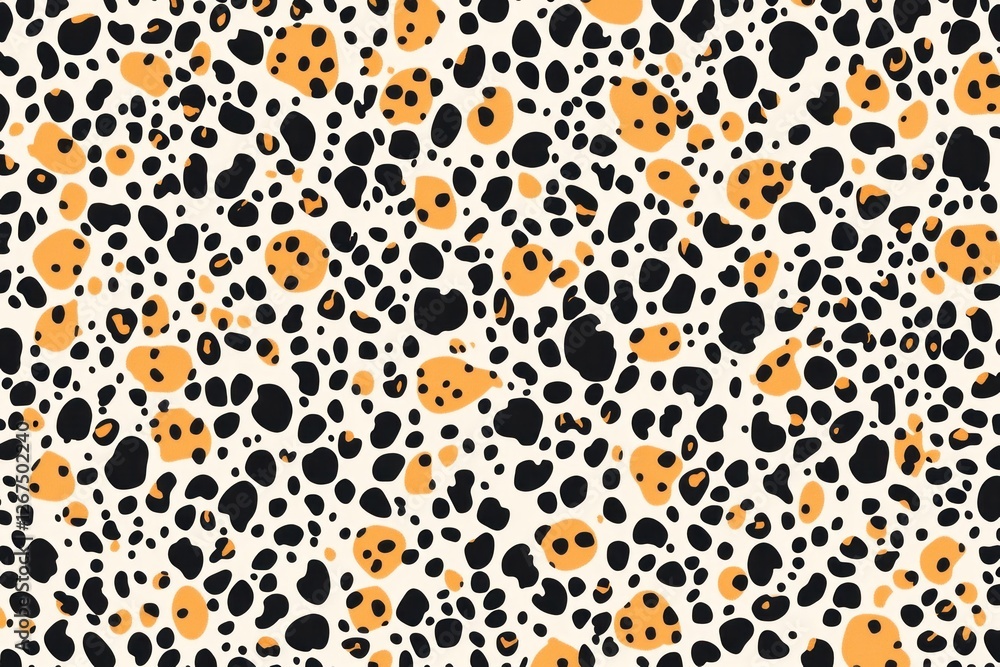 Poster abstract pattern with black and orange shapes on a cream background for creative design use