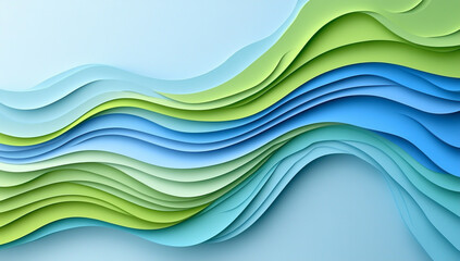 Abstract blue and green background with wavy lines, soft blurred edges, vector illustration, light blue background .