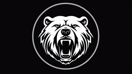 This is a logo of an angry bear head, shown in black and white. 