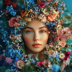 Floral Crown Beauty Portrait of a Woman