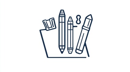 Obraz premium Writing utensils in a holder, artistic supplies