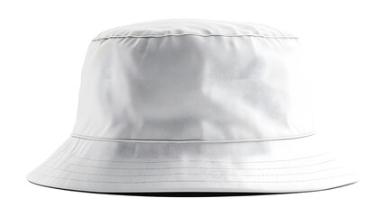 White bucket hat isolated on a transparent background perfect for showcasing minimalist accessories and modern fashion trends, ideal for summer styling, beach outings, and casual outdoor wear.