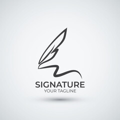 Obraz premium Quill Signature logo design inspiration template