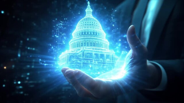 United States Capitol in the hands of a businessman