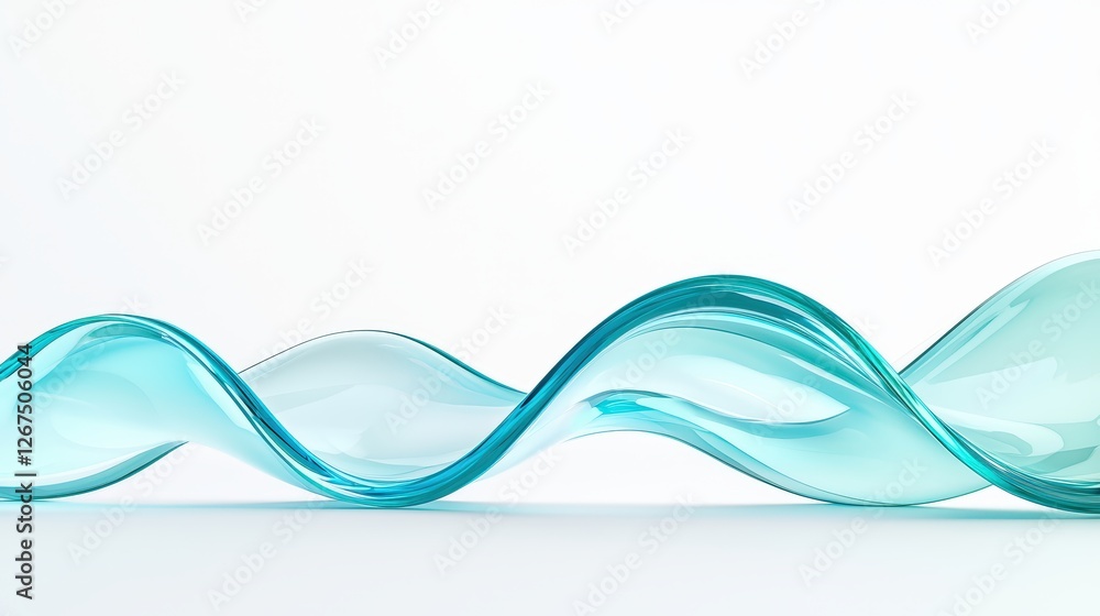 Poster a smooth, flowing wave of translucent aqua color, creating an elegant and serene visual effect again