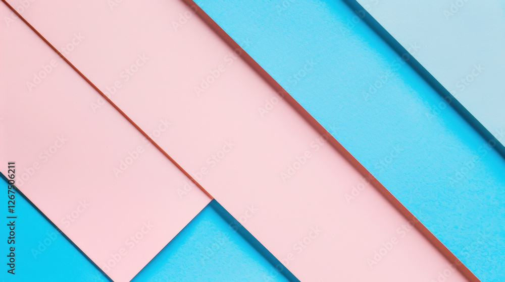 Poster modern abstract background with pink and blue geometric shapes, creating vibrant and fresh aesthetic