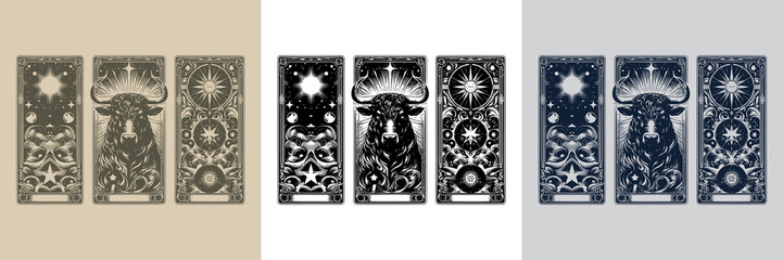 tattoo style bull vector playing card design
