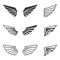 Clean and Minimalist wing icon vector bundle.
