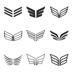 Clean and Minimalist wing icon vector bundle.