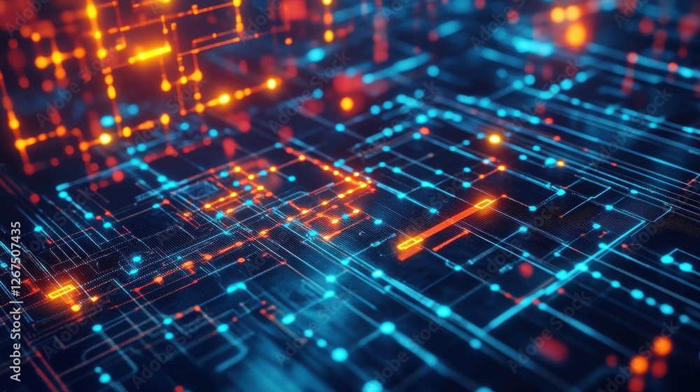 Poster cryptocurrency blockchain network background. bright glowing symbols. futuristic big data informatio
