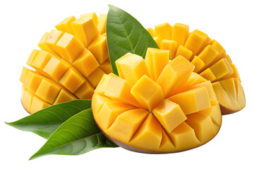 yellow mango slices with in isolated on transparent background png