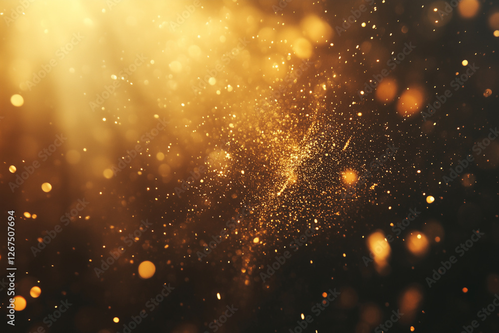 Poster bright yellow background with a lot of sparkles. the sparkles are scattered all over the background,