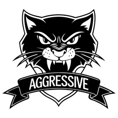 Aggressive Cat Logo Vector. Fierce Feline Silhouettes and Graphic Design.