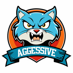 Aggressive Cat Logo Vector. Fierce Feline Silhouettes and Graphic Design.