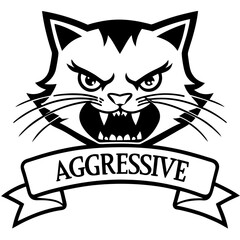 Aggressive Cat Logo Vector. Fierce Feline Silhouettes and Graphic Design.