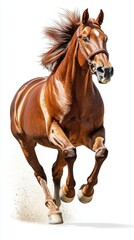 Obraz premium Powerful brown horse galloping across a sandy surface showcasing strength and grace in motion