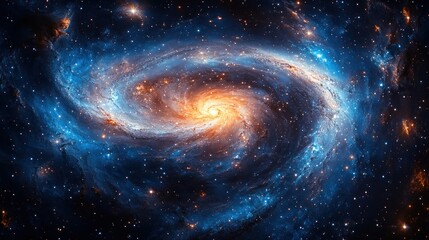 Spiral galaxy swirling in deep space