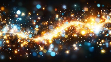 Fototapeta premium Abstract Golden Light Trails, Sparkling Festive Bokeh Background, Magical Holiday Atmosphere
