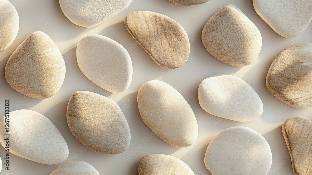 Poster smooth stones arranged in a beige background pattern