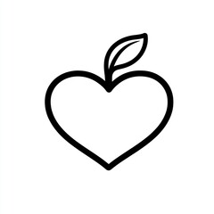 Heart-shaped apple icon, simple graphic