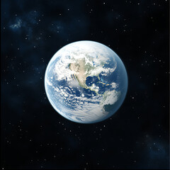 Obraz premium Beautiful Detailed Earth View from Space Representing North and Central America with Cloudy Sky