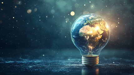 Creative Earth Bulb in Cosmic Background