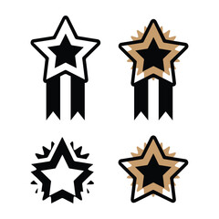 Set of rating stars badges with ribbon in a flat design