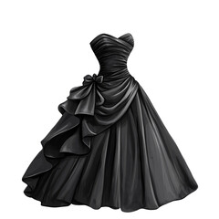 Naklejka premium Elegant Black Ball Gown Romantic Design Fashion Illustration