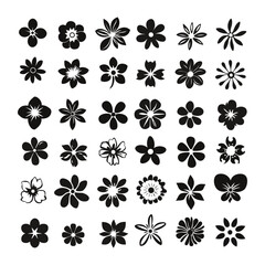 Flower icon set silhouettes, Abstract flower icon on white background