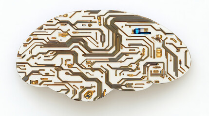 Brain Circuit Board Artificial Intelligence Concept Graphic 3D Rendering Electronic Innovation