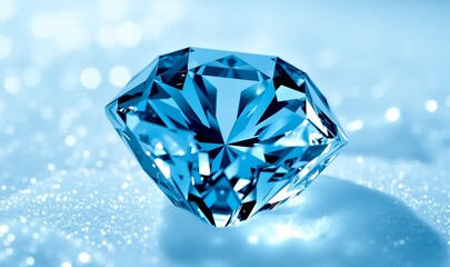 Fototapeta premium Icy blue diamonds sparkle like glacial treasures, set against a shimmering silver and pale blue backdrop.