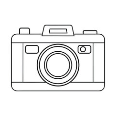 Retro Camera Outline Illustration with Classic Lens and Minimalist Aesthetic