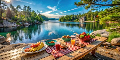 Obraz premium Killarney Park's breathtaking scenery frames delicious food photography.