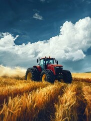 Obraz premium tractor for agriculture in the field Generative AI